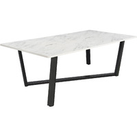 Mayer Rectangular Dining Table Faux White Marble And Gunmetal
