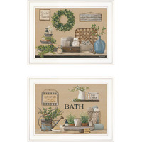 Set Of Two Bath Time 1 White Framed Print Bathroom Wall Art