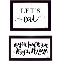 Set Of Two Lets Eat Or Feed Them 3 Black Framed Print Wall Art