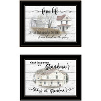 Set Of Two Stays At Grandmas And Bible Farmhouse Black Framed Print Wall Art