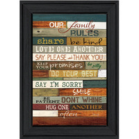 Our Family Rules 3 Black Framed Print Wall Art