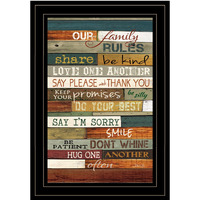 Our Family Rules 4 Black Framed Print Wall Art