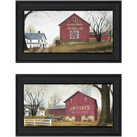 Set Of Two Antique Barn And Quilt Barn Black Framed Print Wall Art