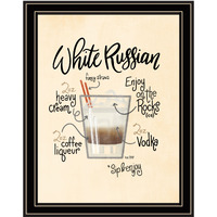 White Russian Black Framed Print Wall Art