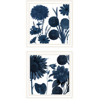 Set Of Two Sunflower Blues 2 White Framed Print Wall Art