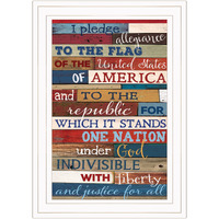 Red White And Blue Pledge Of Allegiance White Framed Print Wall Art