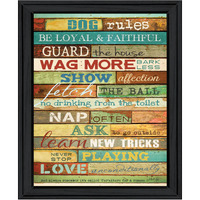 Dog Rules 6 Black Framed Print Wall Art