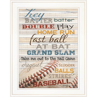 Hey Batter Batter 1 White Framed Print Wall Art