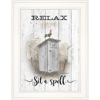 Relax Sit A Spell  White Framed Print Bathroom Wall Art