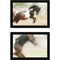 Set Of Two Wild Horses Black Framed Print Wall Art