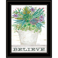 Believe Succulents 3 Black Framed Print Wall Art