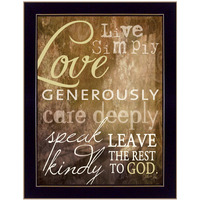 Live Simply 1 Black Framed Print Wall Art