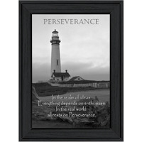 Perseverance Grayscale 1 Black Framed Print Wall Art