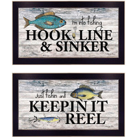 Set Of Two Fishing Combo 1 Black Framed Print Wall Art