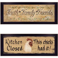 Set Of Two Faith*Family*Friends And This Chick Black Framed Print Wall Art