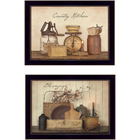Set Of Two Country Kitchen Blessings Black Framed Print Wall Art