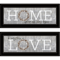 Set Of Two Where Our Story Begins 2 Black Framed Print Wall Art