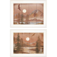 Set Of Two Full Moon I And Ii 1 White Framed Print Wall Art