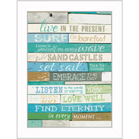 Live In The Present 2 White Framed Print Wall Art