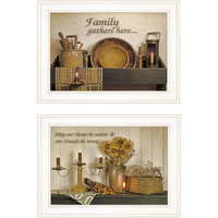 Set Of Two May Our Hearts Be Warm 1 White Framed Print Kitchen Wall Art