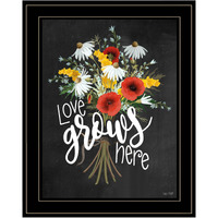 Love Grows Here 7 Black Framed Print Wall Art