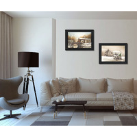 Set Of Two Winter Reflections Black Framed Print Wall Art