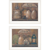 Set Of Two Americana Country Love Sentiment Framed Print Wall Art