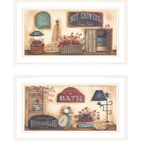 Set Of Two Bath 2 White Framed Print Wall Art