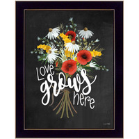 Love Grows Here Black Framed Print Wall Art