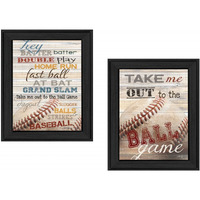 Set Of Two Baseball 1 Black Framed Print Wall Art