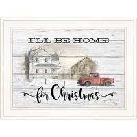 Ill Be Home For Christmas 2 White Framed Print Wall Art