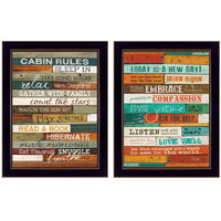 Set Of Two Wood Plank Black Framed Print Wall Art