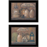 Set Of Two Americana Country Love Sentiment Black Framed Print Wall Art
