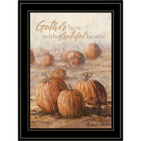Gather Here With Grateful Hearts 2 Black Framed Print Wall Art