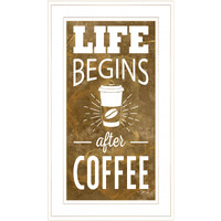 Life Begins After Coffee 2 White Framed Print Wall Art
