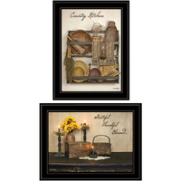 Set Of Two Grateful And Blessed Black Framed Print Kitchen Wall Art