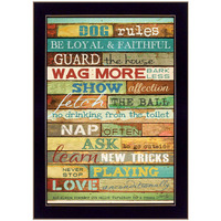 Dog Rules Black Framed Print Wall Art