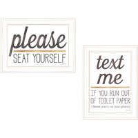Set Of Two Text Me If You Run Out Of Toilet Paper While Seated 1 White Framed Print Wall Art