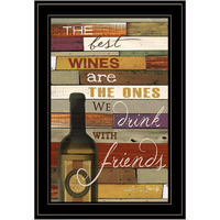 Wine With Friends Black Framed Print Wall Art