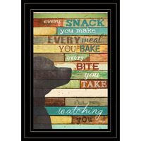 Colorful Dog Watching You Snack  Black Framed Print Wall Art