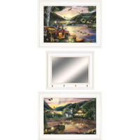 Set Of Three Lakefront Camping 1 White Framed Print Wall Art