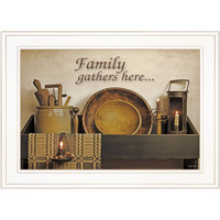 Family Gather Here 2 White Framed Print Wall Art
