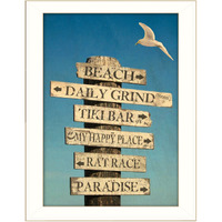 Beach Directional 3 White Framed Print Wall Art