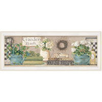 Garden Bath 1 White Framed Print Wall Art