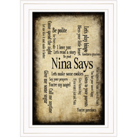 Nina Says 1 White Framed Print Wall Art