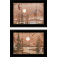 Set Of Two Full Moon I And Ii 2 Black Framed Print Wall Art