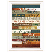 Our Family Rules 2 White Framed Print Wall Art