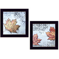 Set Of Two Fall Leaves Abstract Black Framed Print Wall Art