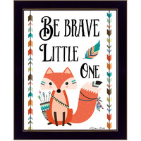 Be Brave Little One Fox Black Framed Print Wall Art