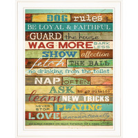 Dog Rules 5 White Framed Print Wall Art
